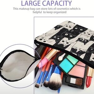 cat catch all bag makeup purse storage organization cute clutch zipper kitty